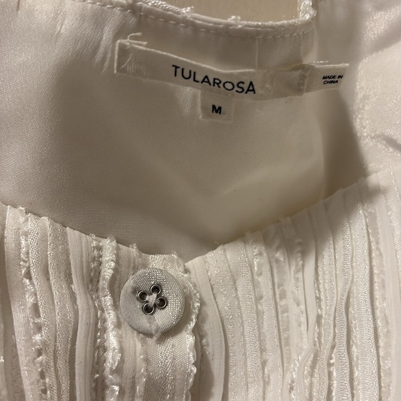 Tularosa white Blouse with Ruffled Bib Collar and Long Sleeves - crop - medium - Picture 2 of 5